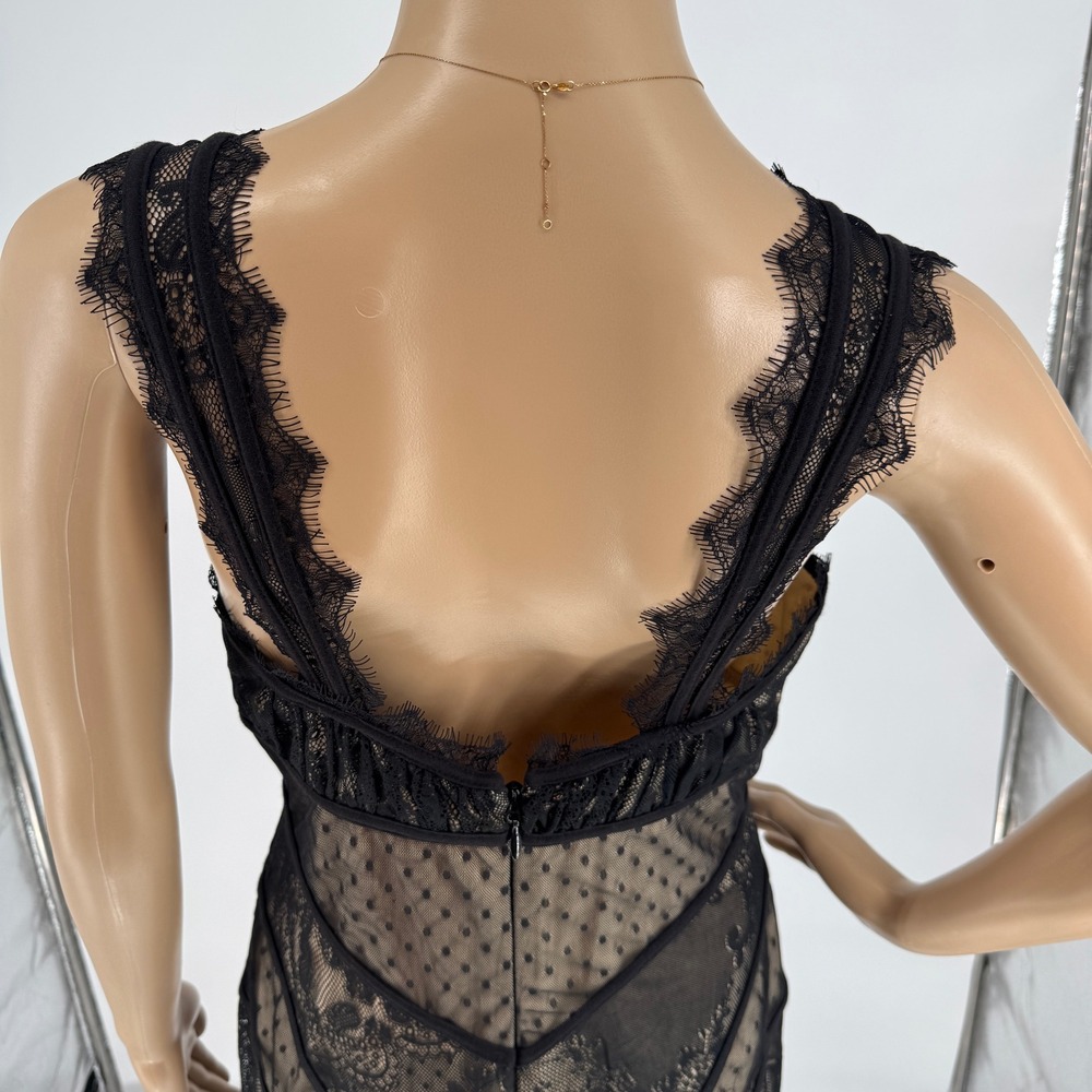 bebe Black Sheer Lace Midi Dress - Picture 14 of 16